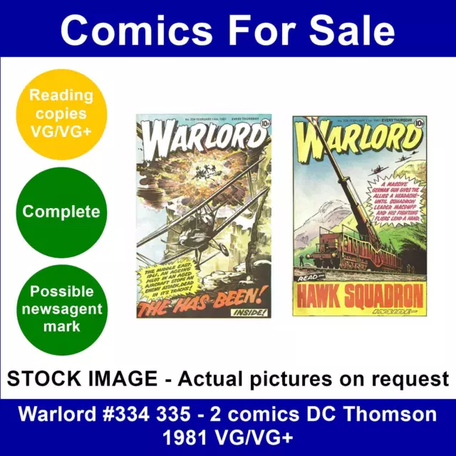 Warlord #334 335 - 2 comics DC Thomson 1981 VG/VG+