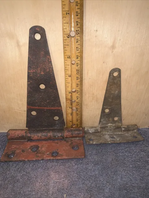 2 -Vintage Hinges- For Barn Door, gate. Rusty Reclaimed Hardware. Different Size