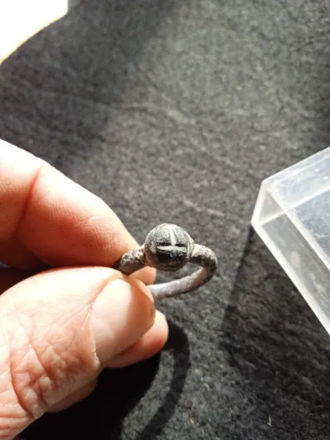 Superb medieval templar ring in bronze , nice patine dark