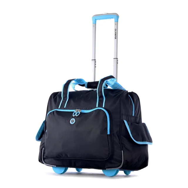 Olympia Rave Rolling Overnighter Tote Bag Luggage, Black and Blue
