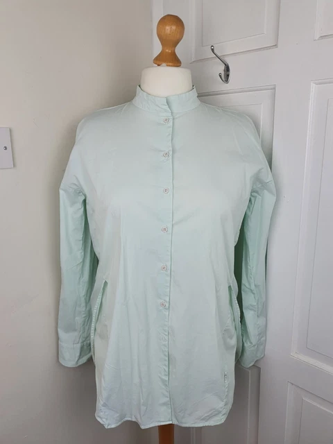 ELEMENTE CLEMENTE Mint Green Collarless Shirt Fits UK 12 14