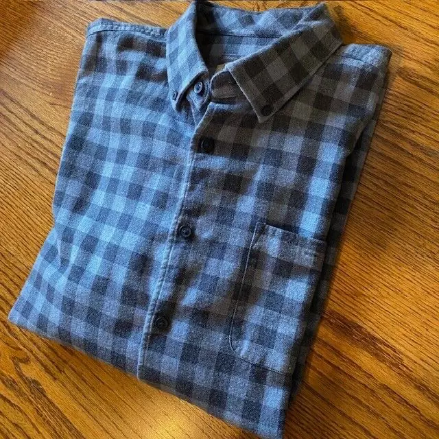 Johnnie-O Hangin' Out Comfort Flannel Shirt Mens Large L Blue Plaid Long Sleeve