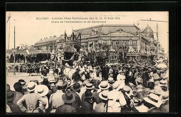 CPA Belfort, Grandes Fetes Patriotiques Aout 1919, Chars de l´Alimentation et d