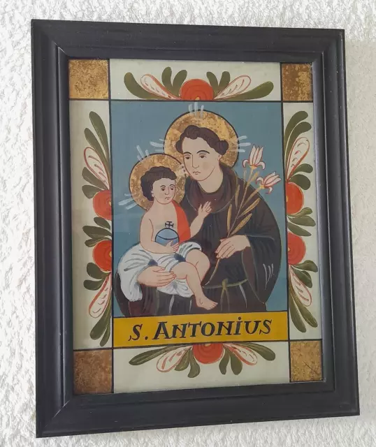 Hinterglasbild Volkskunst san Antonius XX. Jh.