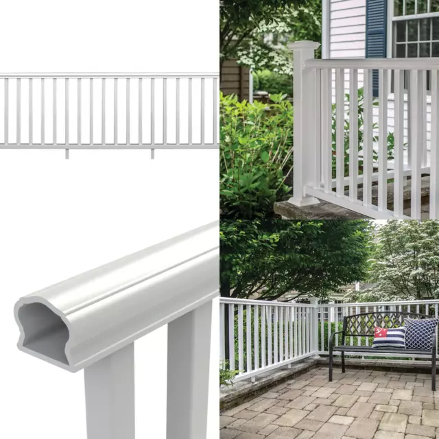 Veranda Traditional Rail Kit White Porch Patio Vinyl Deck Railing 8 ft. x 36 in.