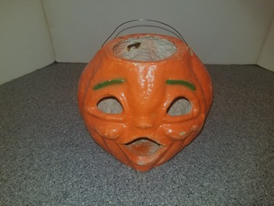 VINTAGE HALLOWEEN PAPER Mache 2 Faced Jack O Lantern 2 233.28