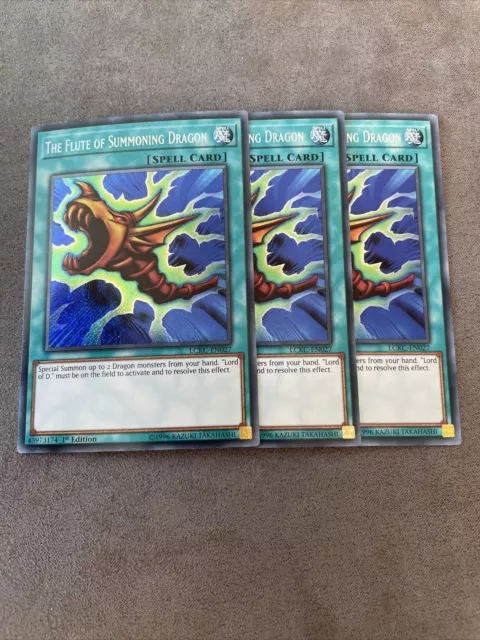 LCKC-EN027 x3 The Flute of Summoning Dragon Secret Rare 1st Edition Mint YuGiOh