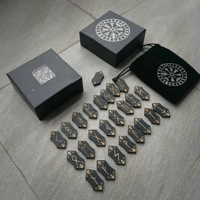 With Bag Runes Set Divination Runes Energy Symbol Runes Wooden Runes Stone