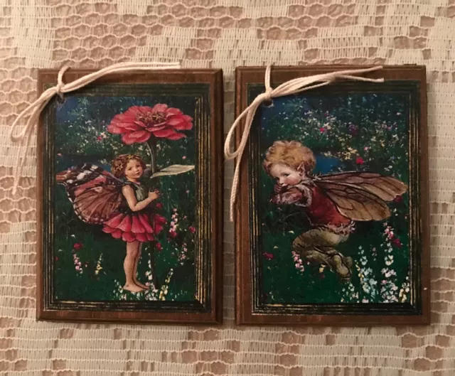 5 Handcrafted Wooden Fairy Ornaments / Magical Fairy Hang Tags SET1