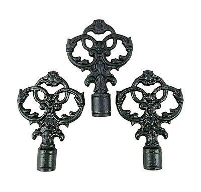 Scroll Skeleton Key FINIALS 3/4" Round Black Gate Fence Topper Cast Iron Steel