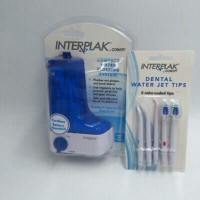 Sistema compacto de hilo dental de agua Interplak by Conair batería inalámbrica + 5 puntas NUEVO
