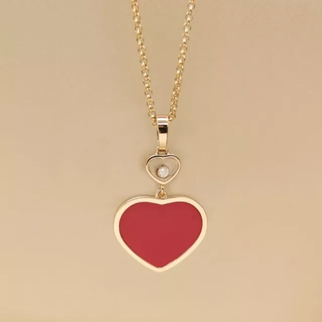 Chopard Happy Hearts pendant 18k rose gold heart red stone, diamond (103000)