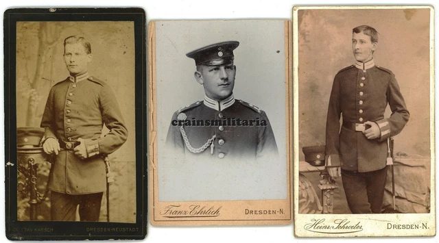 3x Orig. Foto CDV Portrait Soldaten in DRESDEN Neustadt - Schiessauszeichnung