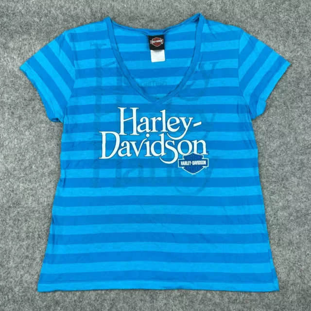 Harley Davidson Shirt Womens Extra Large Blue V Neck Short Sleeve Tee Maryland