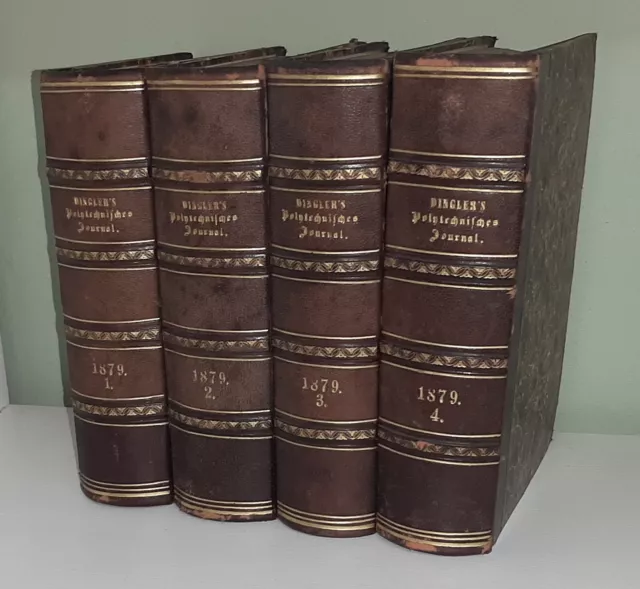 Dingler`s Polytechnisches Journal Jahrgang 1879 in 4 Bänden jeweils mit Atlas!