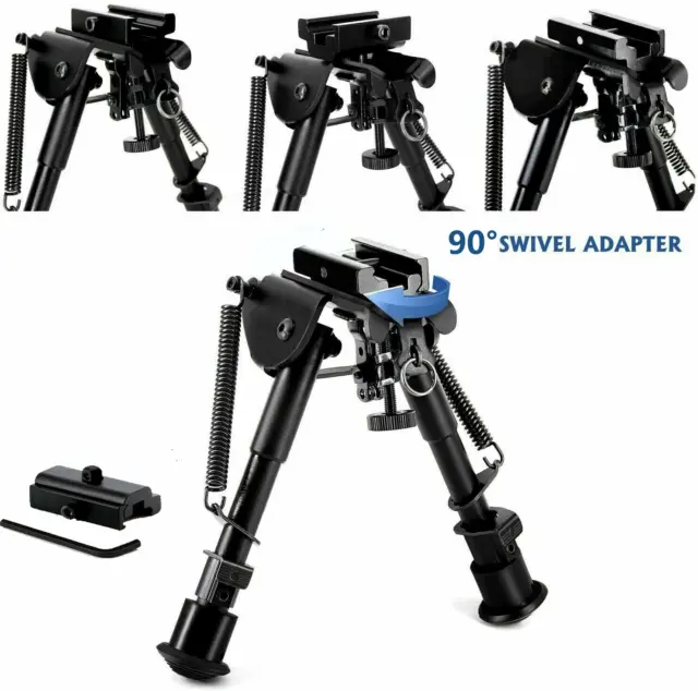 6- 9 Inch Tactical Spring Return Hunting Rifle Bipod Sling Mount+Swivel Adapter