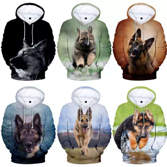 German Shepherd Print Pullover Hoodie Jumper Men Women Teens Unisex Casual Tops