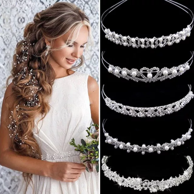 Wedding Bridal Accessories Crystal Pearl Headband Headpiece Hair Band Tiara Lot