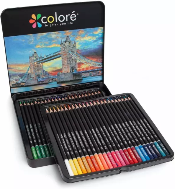 Lápices de colores - Juego de 48 lápices de colores preafilados premium para dibujar en C