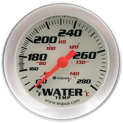 Equus 2.0 Dia Water Temp Gauge Silver 130-280 - E8242