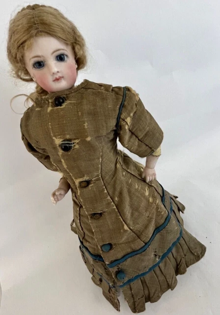 Damaged Original Antique 11 inch Jumeau French Fashion Doll with Antique Dres
