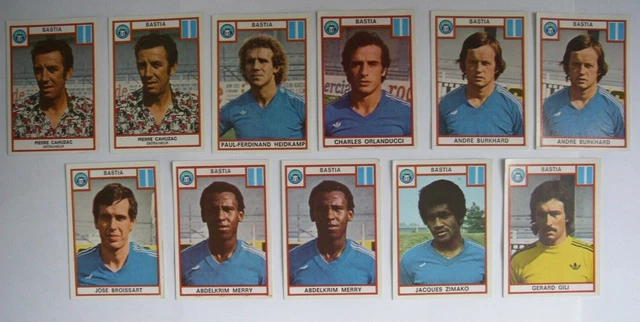 Lot 17 Stickers Panini Foot 1980 | SC Bastia | Complets Et Non Collés | VF