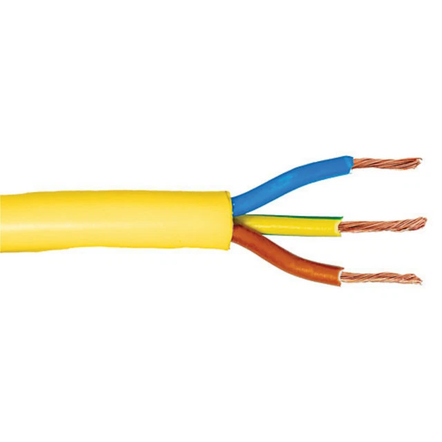 YELLOW 'ARCTIC Grade' Cable 3 core x 1.5mm2, 16amp, 5m long 3183Y1.5AG ...