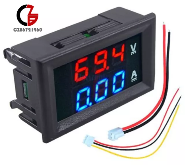 DC 100V 10A Voltmeter Amperemeter blau + rot LED Dual Digital Volt Amp Messgerät Messgerät