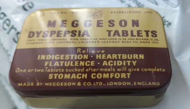 Vintage Meggeson Dyspepsia Tablets Tin