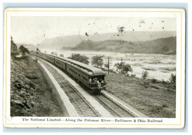 1928 National Limited Train Potomac River Baltimore Ohio Railroad Postcard