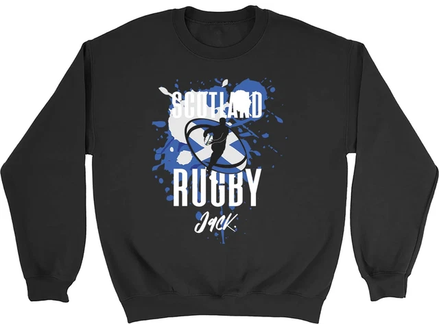 Personalised Scotland Rugby Sweatshirt Mens Womens Supporters 6 Nations Jumper
