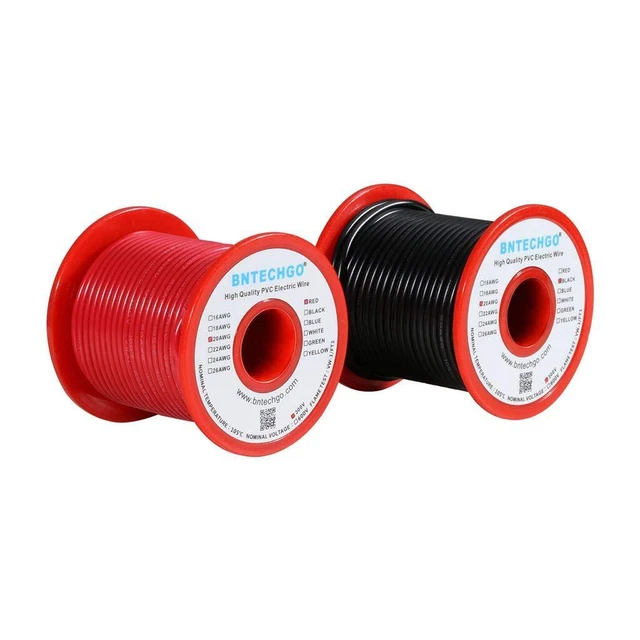 20 Gauge PVC 1007 Solid Electric Wire Red and Black Each 50 ft 20 AW...