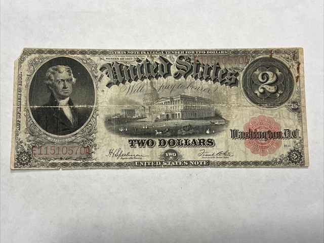 1917 Two Dollars United States Red Seal