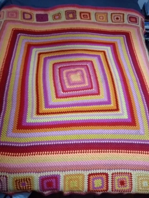 Crochet Blanket Large Granny Throw Handmade Bed Cover Afghan Square, Free Post