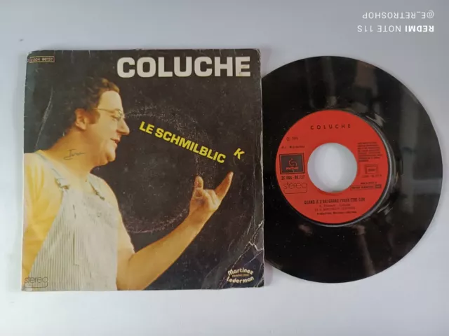 Vinyl 45 RPM Disk 45T Coluche Le Schmilblic LP Vintage