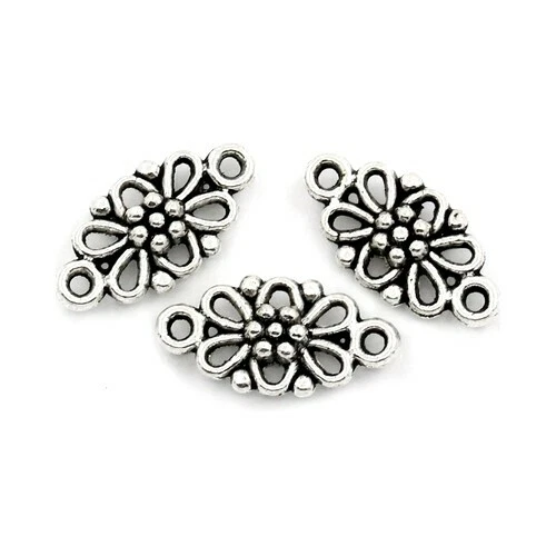 Lot De 6 Connecteurs Entre-deux LUNE Pour Bijoux - Environ 18x11mm, Métal Style Tibétain Argenté