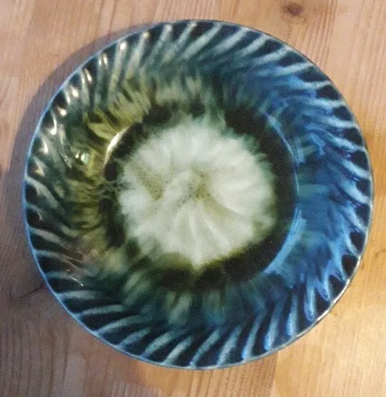 Vintage Porthmadog Cymru Blue Ceramic Dish
