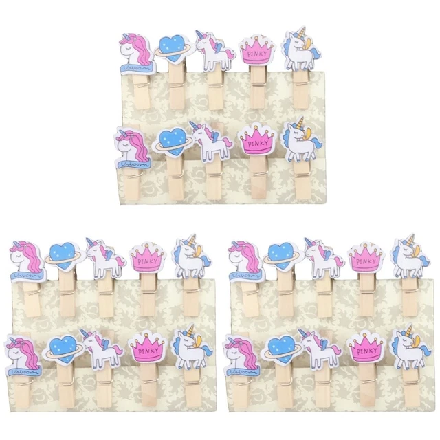100 STÜCKE Mini Einhorn Herz Wäscheklammer Holz Clips Nette Foto Handwerk Clips