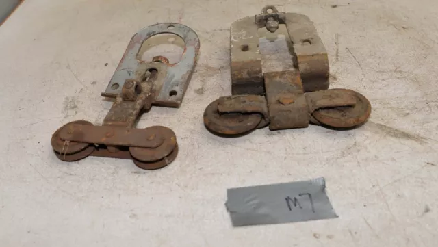 1 Myers & 1 unmarked barn door double wheel roller & bracket tool lot M7