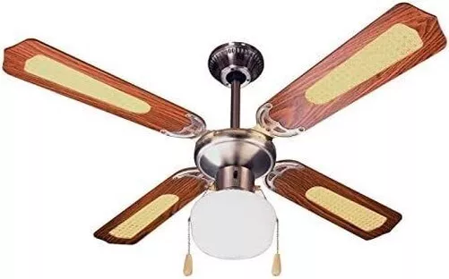 Ventilateur Plafond 4 Pales 107cm Au Bois Avec Lumière 3 Vitesse Zephir ZFS9107M