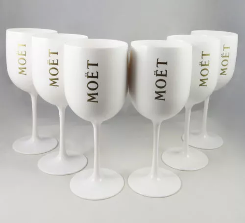 Moet Chandon Ice Imperial Glasses White Acrylic Champagne Glasses NEW Set x 10!