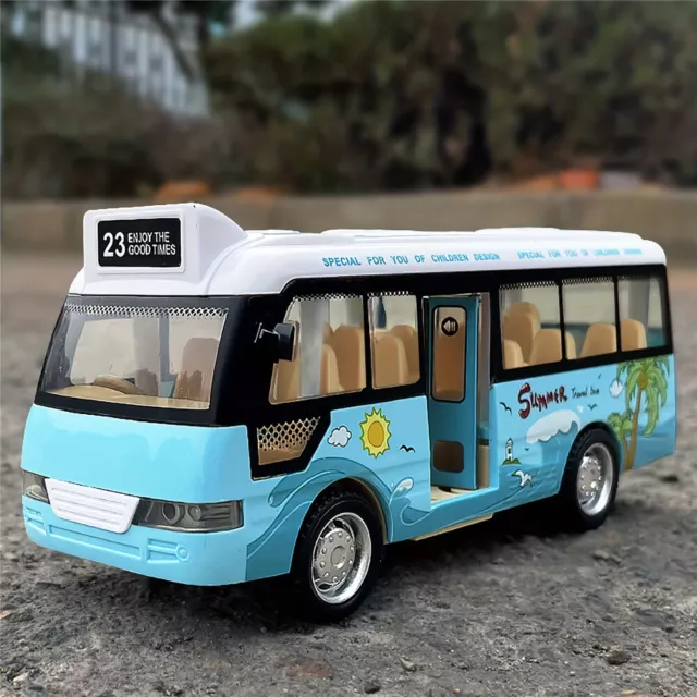 Mini Shuttle Bus Toy Model Play Vehicle with Sound and Light Kids Boy Girl Gifts