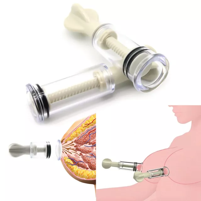 2pcs Womens Nipple Pump Sucker Breast Enlargement Suction E-Stim Vacuum Cupping