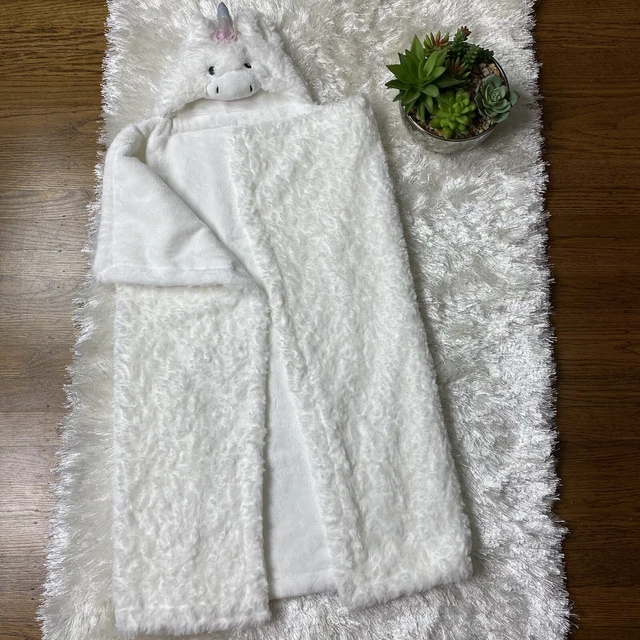 Little Miracles Hooded Unicorn Blanket Kids Baby White Pink - Super Soft & Cozy!