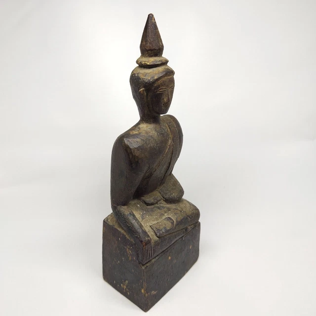 Buddha Gautama Burmese Wood Carved Meditation Mandalay Myanmar Sculpture