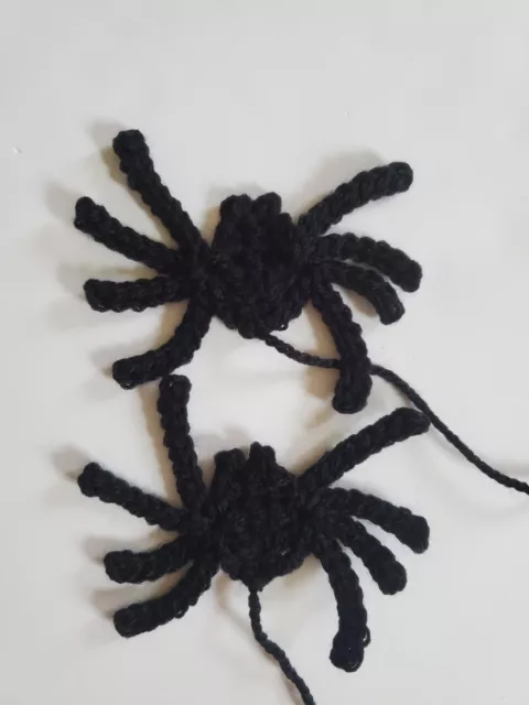 2 handmade crochet Halloween spider applique/embellishment