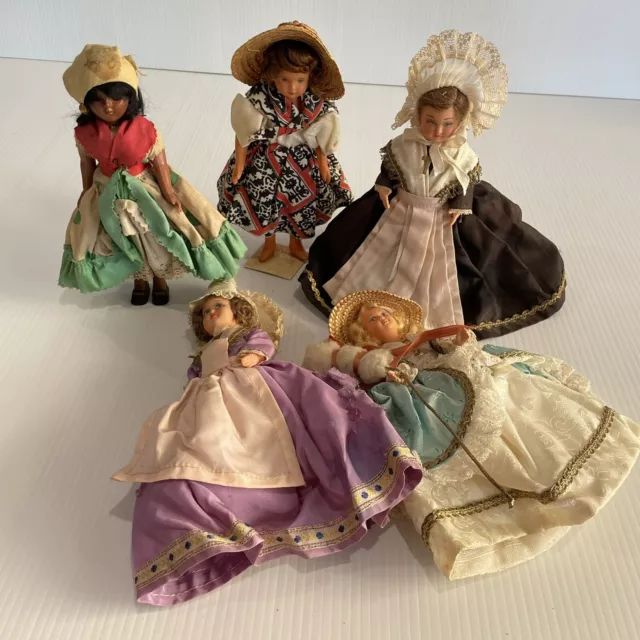 Bundle 5 Vintage Traditional Costume Collectable Dolls  - 19cm Tall