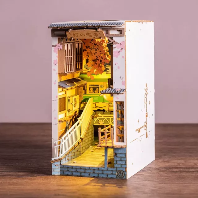 3D Wooden Dollhouse DIY Miniature House Book Nook Miniature Kit -Sakura Densya
