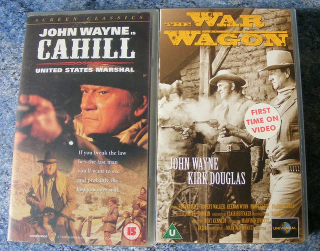 2 VHS VIDEO Tapes Classic Westerns with John Wayne in Cahill & The War ...