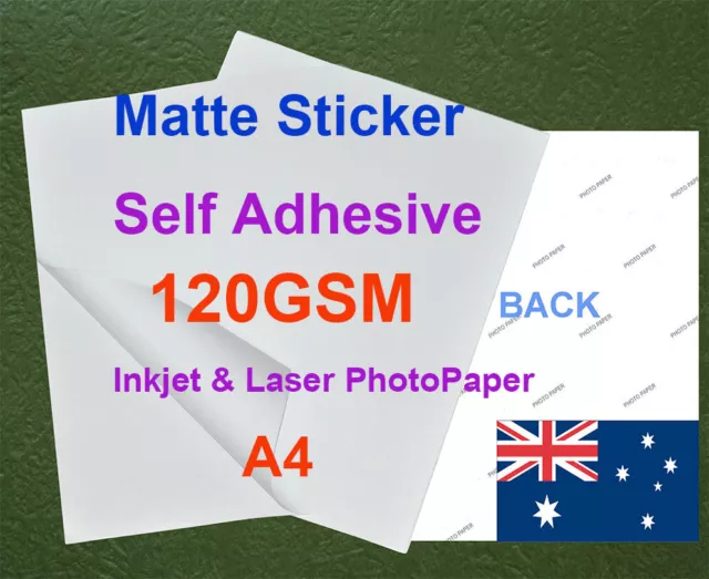 35 X A4 120GSM Matte Inkjet and Laser  Print Sticker Adhesive ( Back Marked )